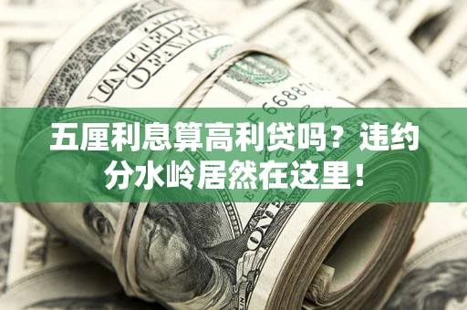 武汉五厘利息算高利贷吗？违约分水岭居然在这里！