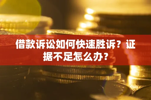 武汉借款诉讼如何快速胜诉？证据不足怎么办？